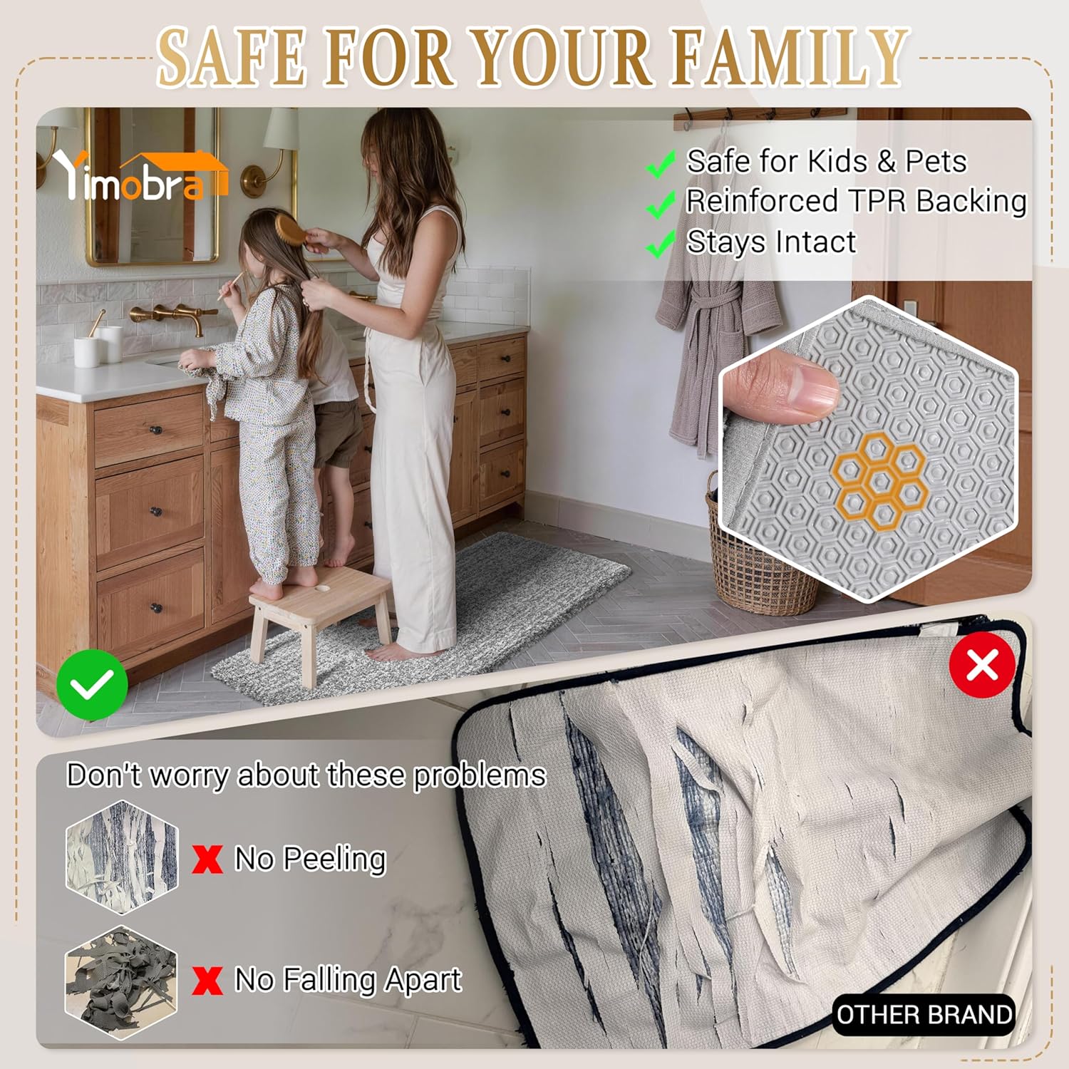 Thumbnail 4 de Yimobra Bathroom Rugs 32x20 Plush Bath Mat