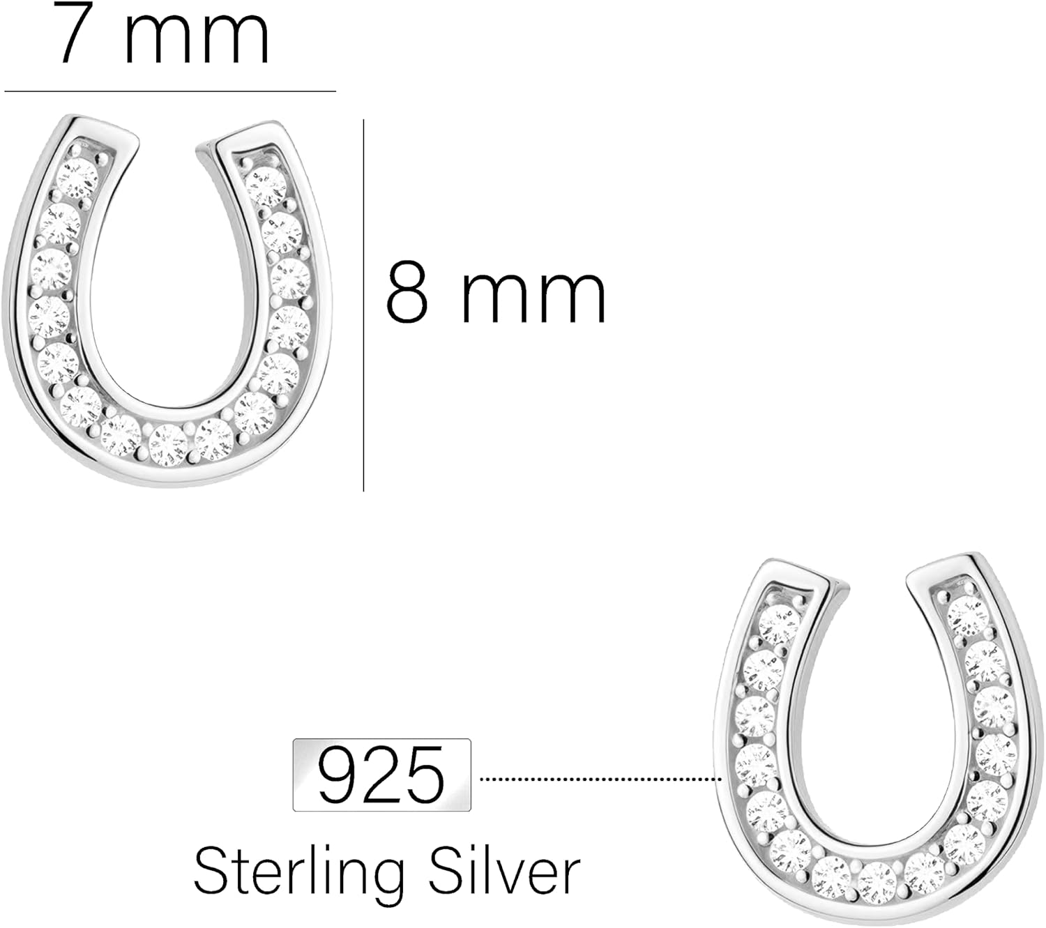 Detalle 2 de SOFIA MILANI - Orecchini da Donna in Argento 925 con Zirconia, Ferro di Cavallo a Perno