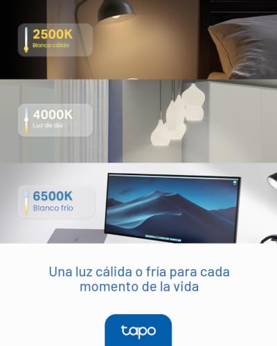 Detalle de Tapo L430P: Bombilla inteligente WiFi de 16 millones de colores, regulable y con control por voz (E27)