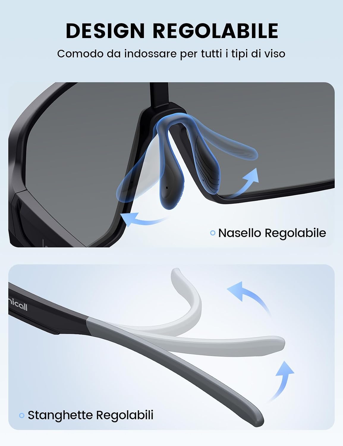 Detalle de Lamicall Occhiali da Sole Ciclismo Polarizzati - 29 g, TR90 infrangibile, UV400, Naselli e Aste regolabili