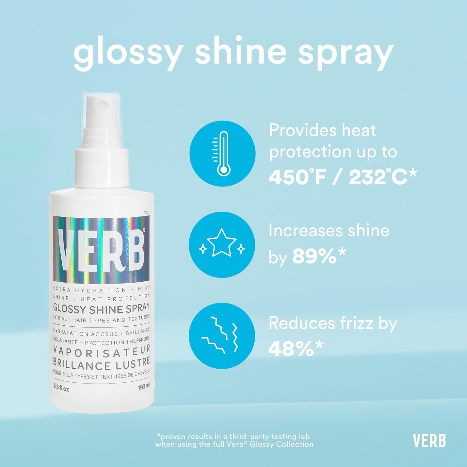 Detalle de VERB Glossy Shine Spray moisturizing heat protectant
