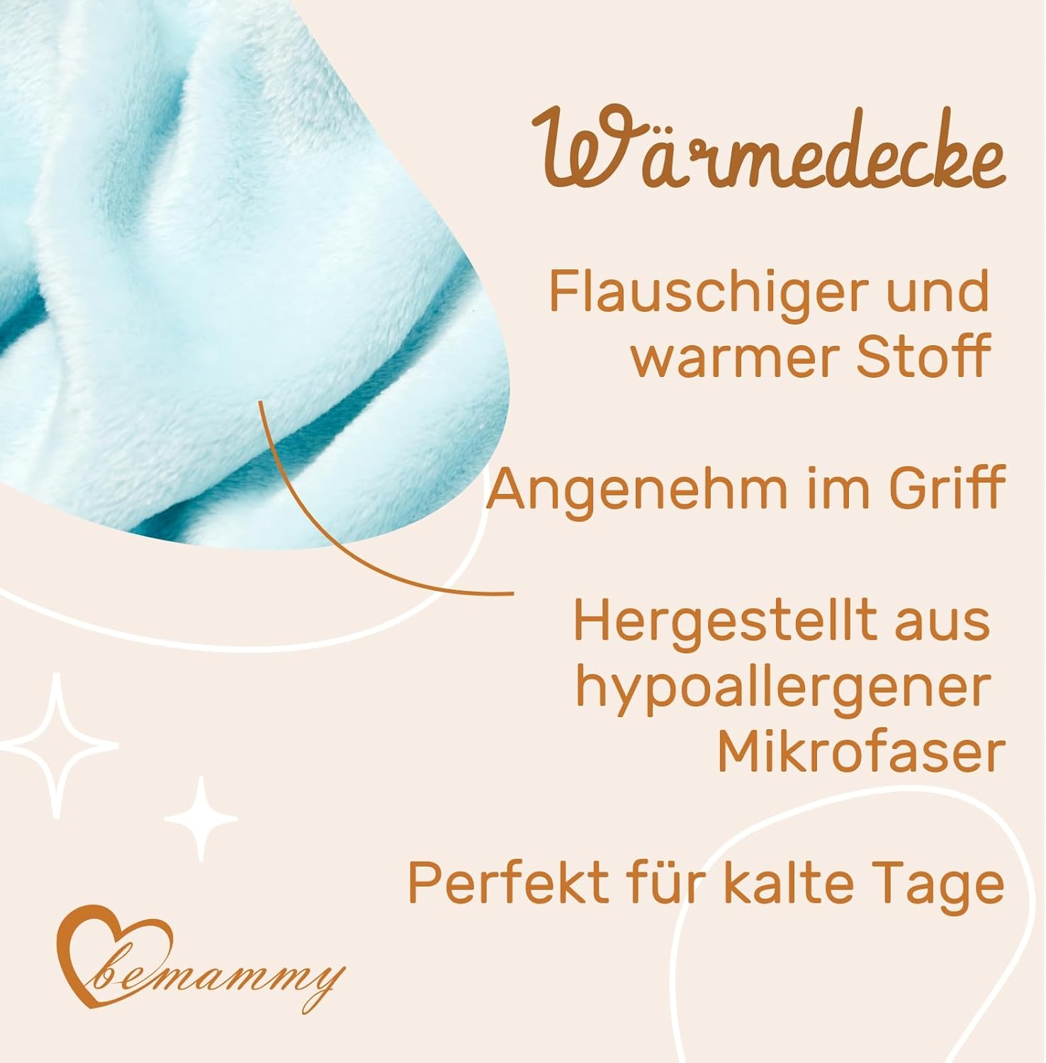 Thumbnail 3 de Be Mammy Coperta calda per bambini con peluche regalo e motivi 3D (Blu Polvere - Unicorno)