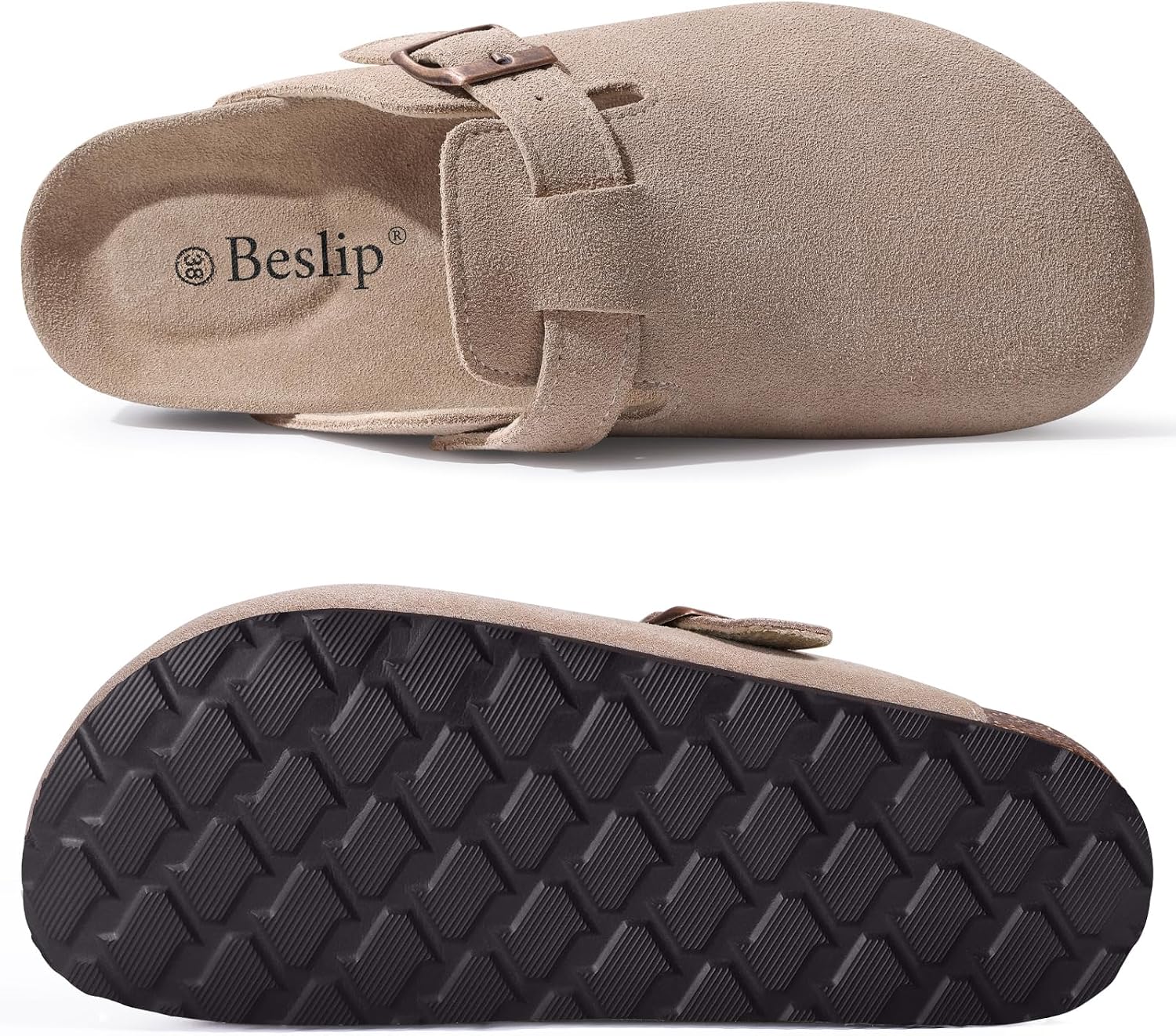 Thumbnail 5 de Beslip Wildleder Clog Damen Taupe EU 39 – Komfortabler Schuh mitVintage-Charme