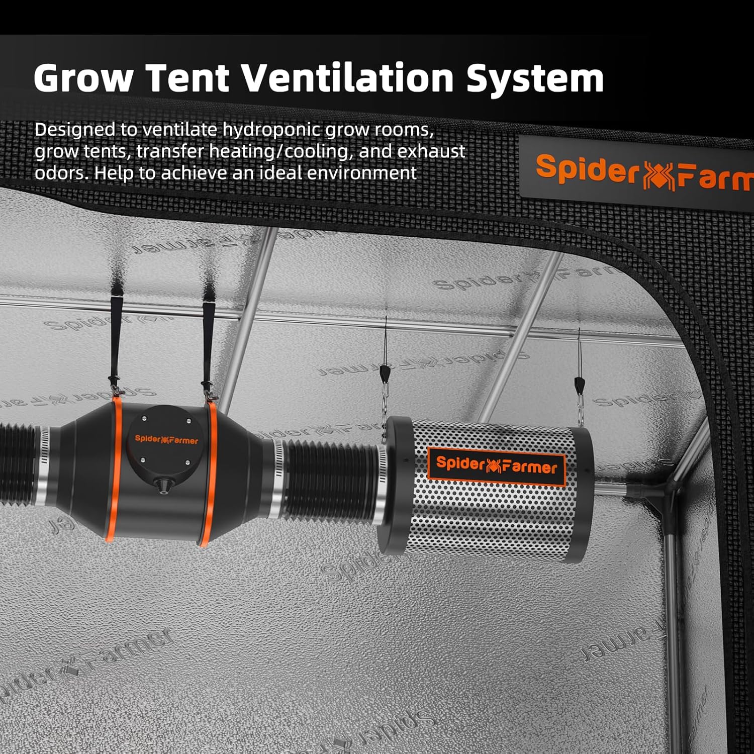 Detalle de Spider Farmer Aktivkohlefilter 100 mm (4 Inch) – Kohlefilter für Rohrventilator & Growzelt zur Geruchskontrolle
