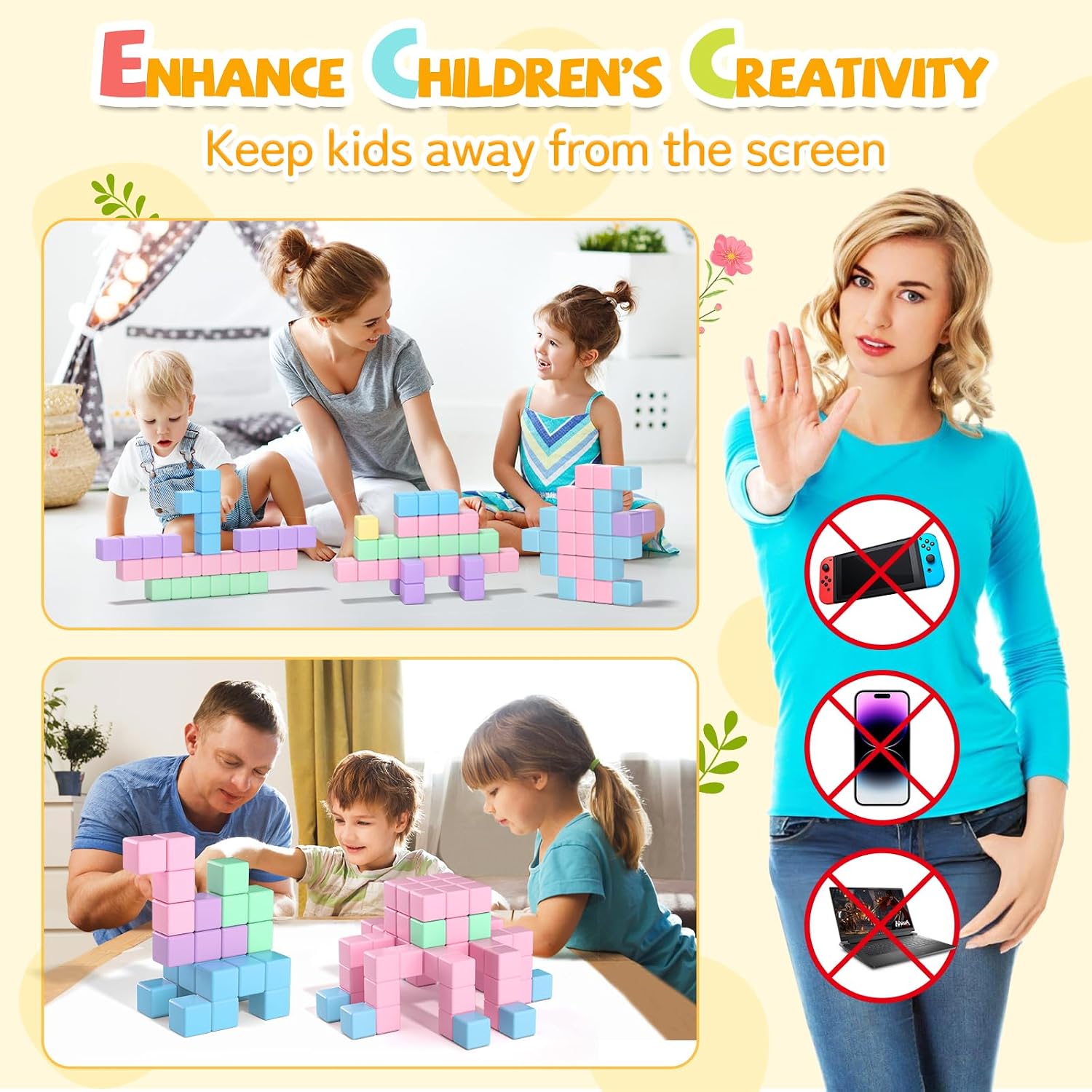 Thumbnail 2 de Magnetic Blocks 30 PCS: Large Magnetic Building Blocks for Toddlers