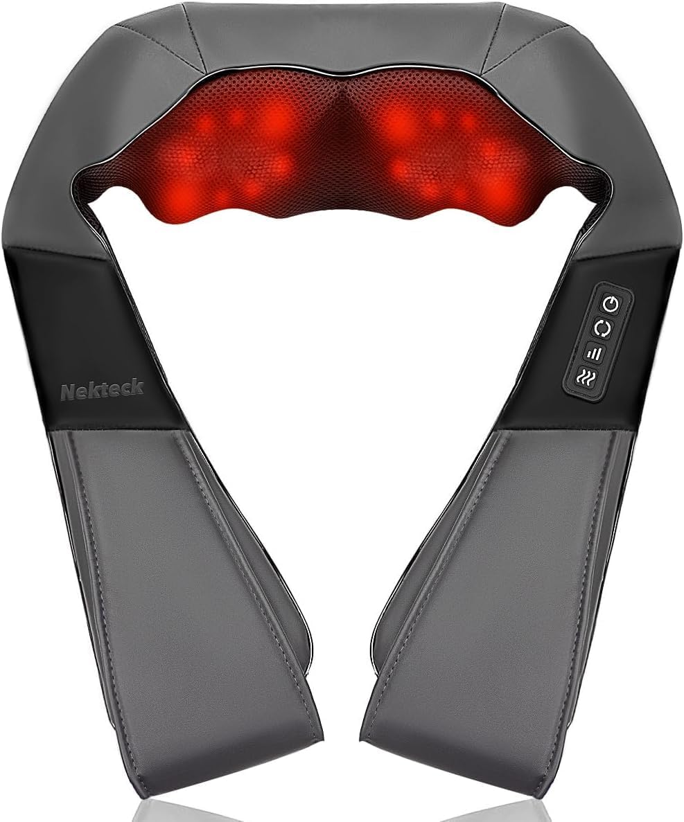 Detalle de Nekteck Shiatsu collo e massaggiatore posteriore 3D con calore infrarossi – Grigio Scuro