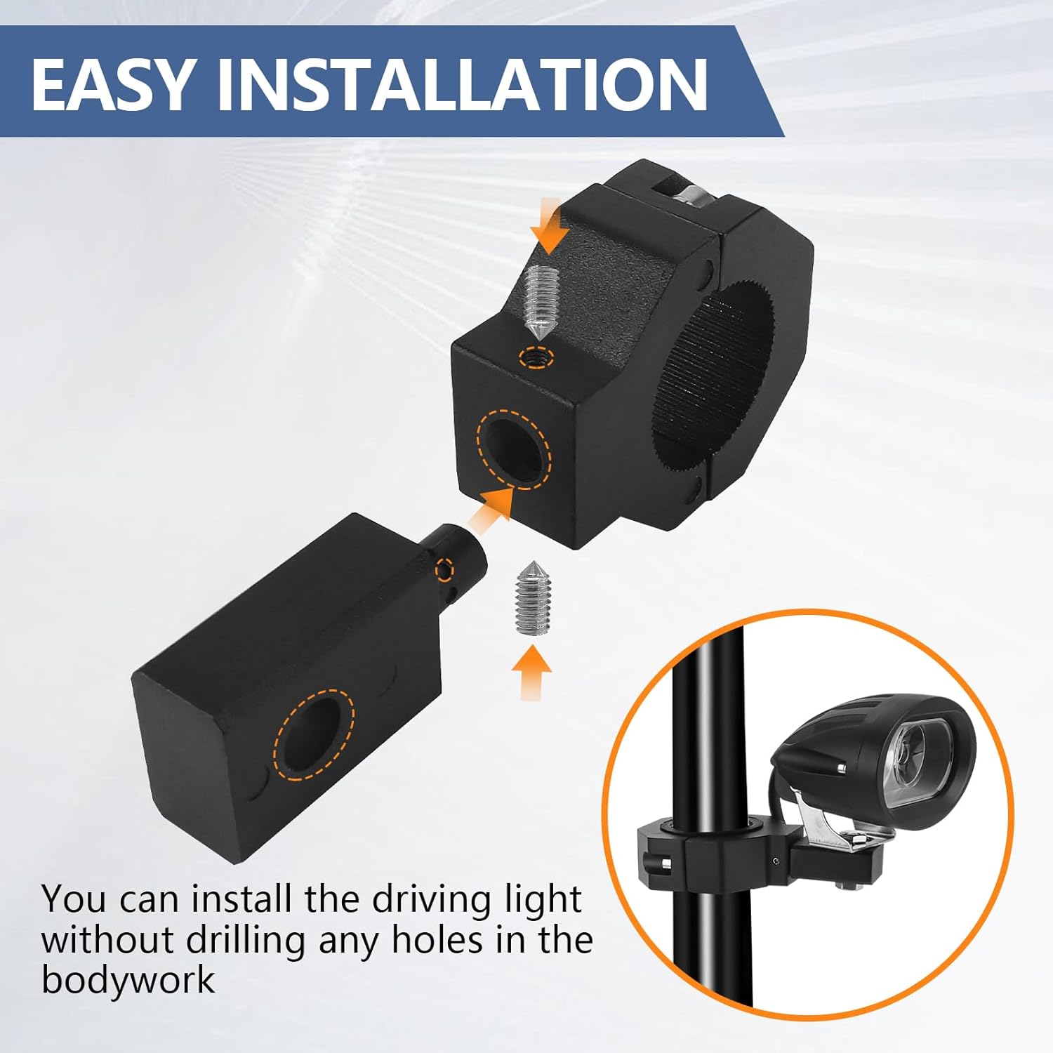 Detalle de Chelhead 2PCS Motorcycle Auxiliary Whip Lights Mounting Brackets for 0.75”–1.25” Roll Bars