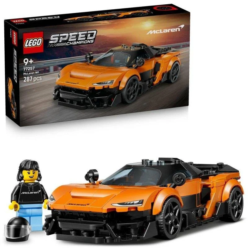 Detalle de Set LEGO McLaren W1 Speed Champions con minifigura y detalles realistas