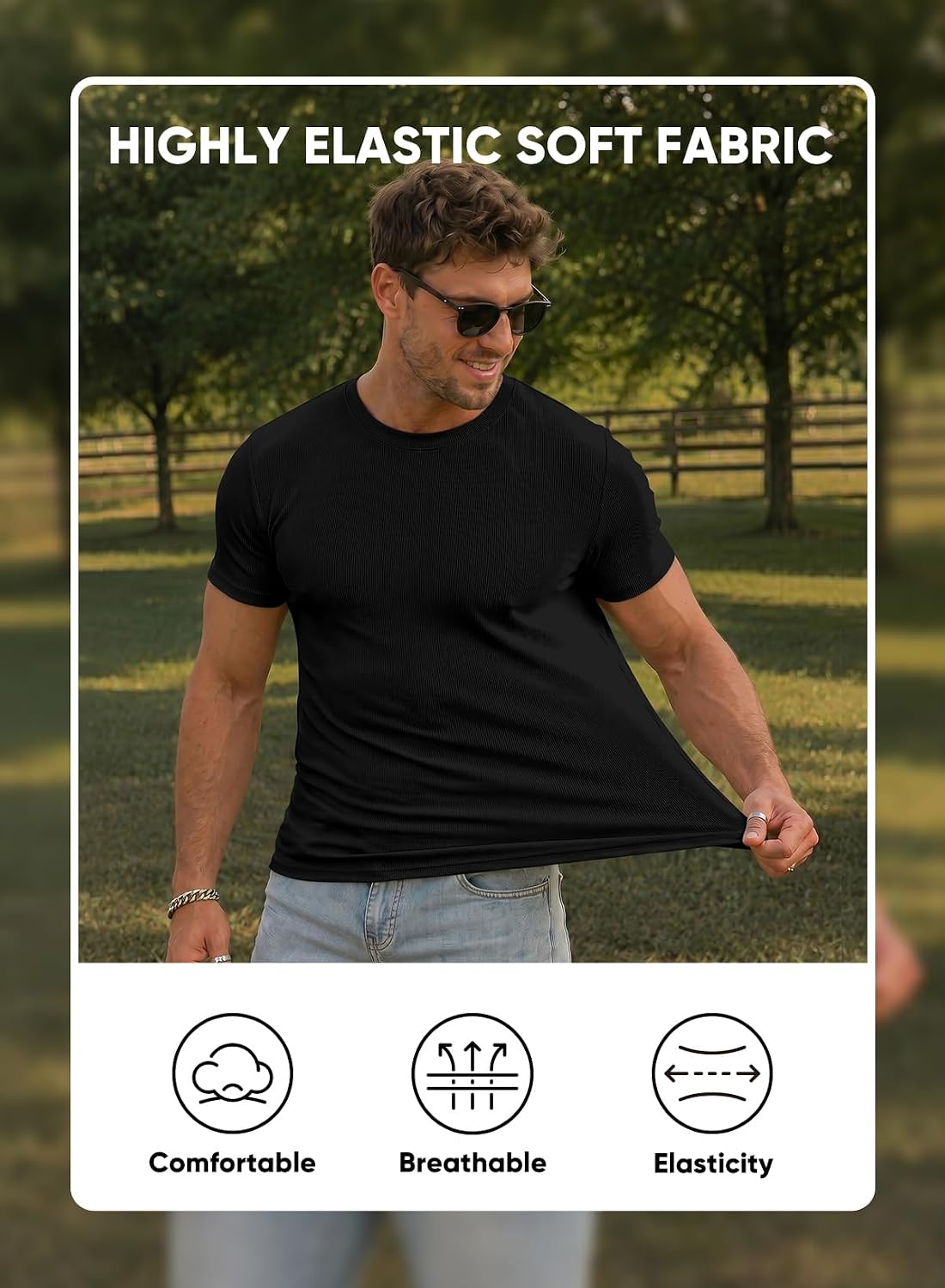 Detalle de JMIERR Men's Short Sleeve Summer Muscle Slim Fit T-Shirt