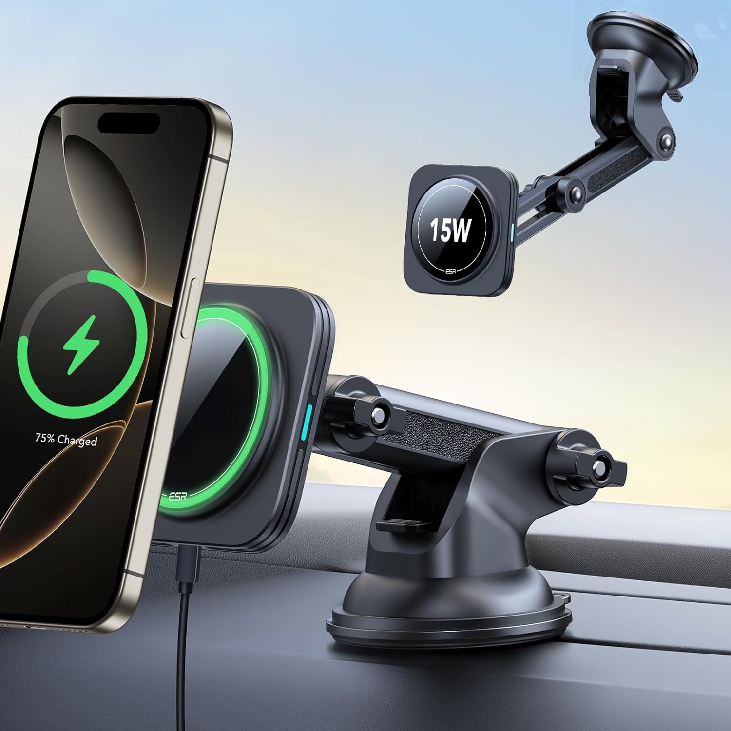 Detalle de ESR S25 MagSafe Car Mount Charger 15W