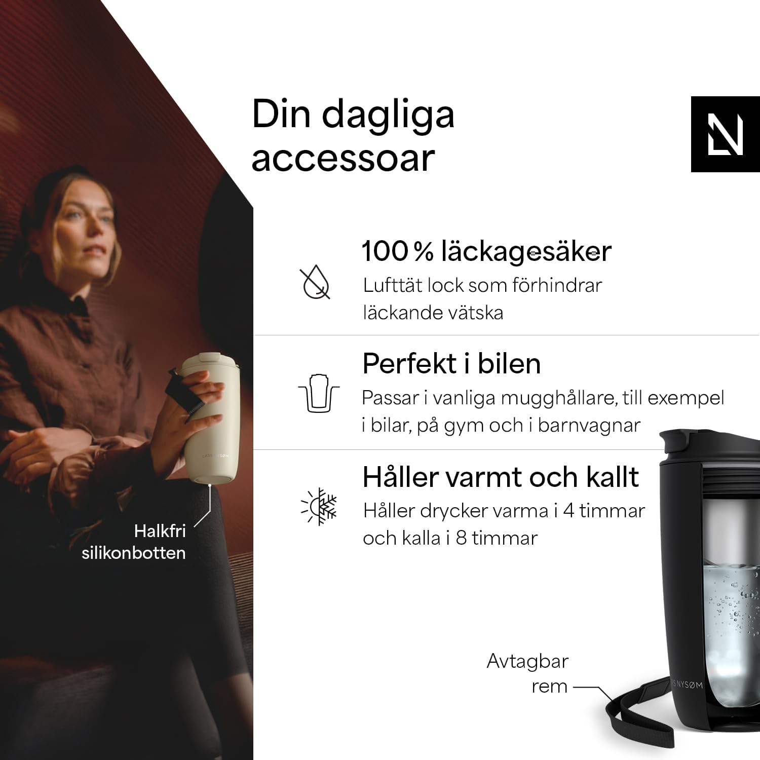 Thumbnail 1 de LARS NYSØM NOG-3-CARBLA termomugg 500 ml i rostfritt stål med handledsrem