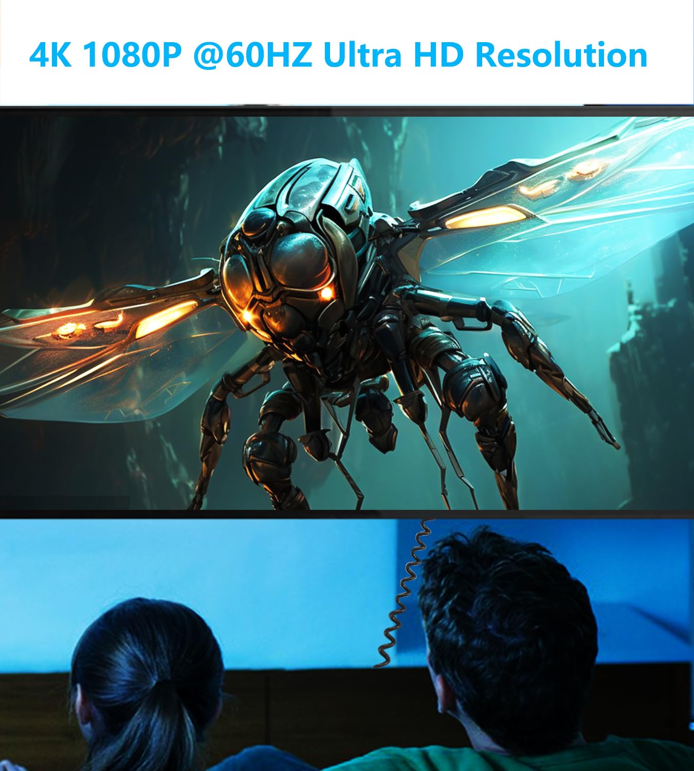 Thumbnail 2 de LANMINGLEL Right Angle HDMI Coiled Cable 4K 60Hz
