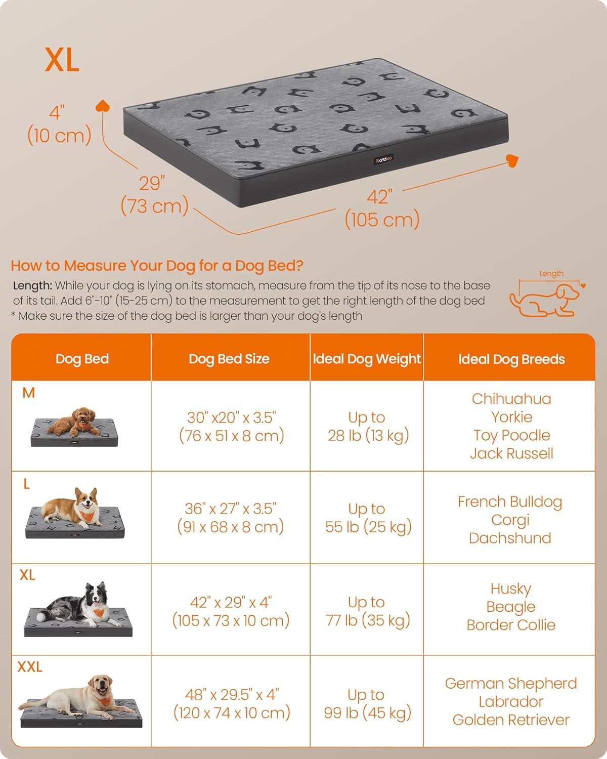 Thumbnail 6 de Feandrea Orthopedic Dog Bed Large (XL) – Egg Crate Foam, Waterproof Cover