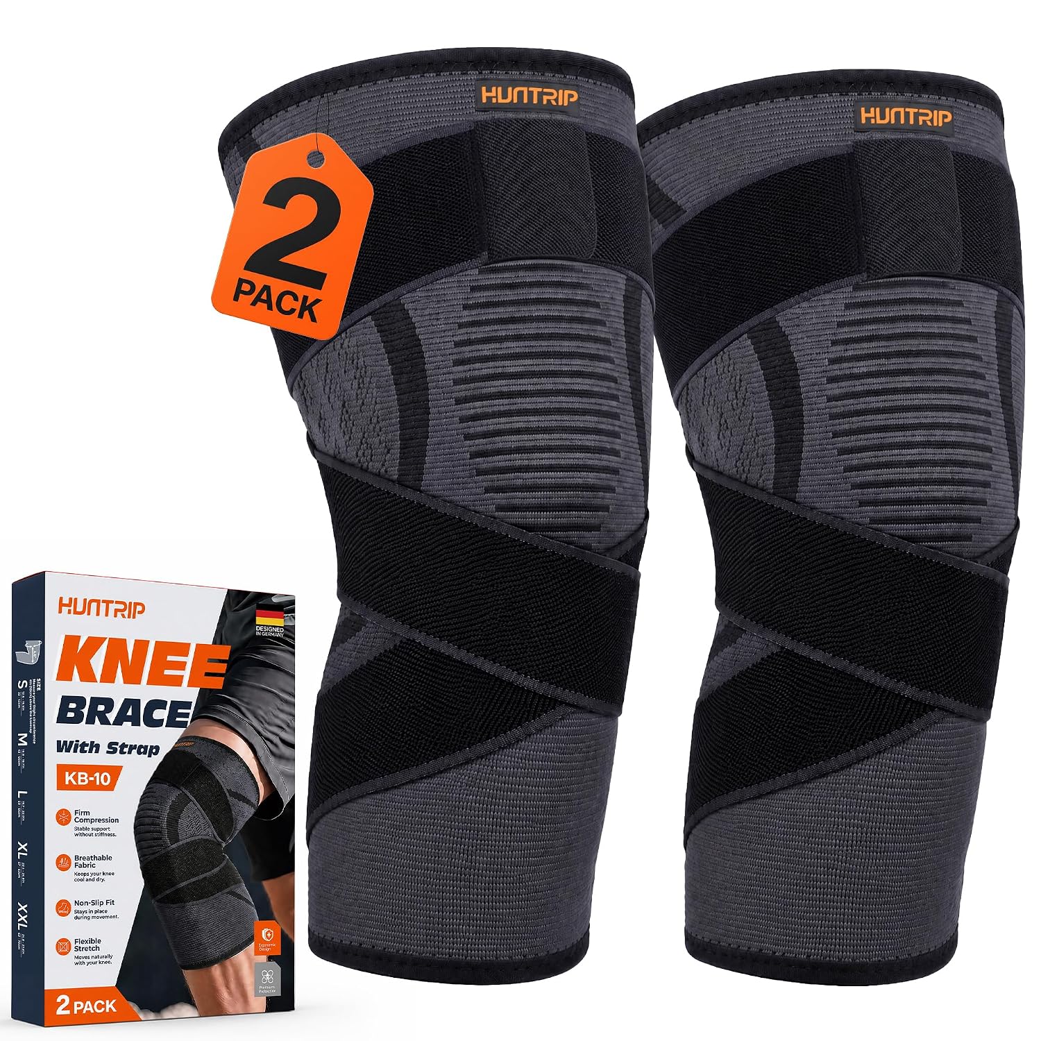 Detalle de Compression Knee Brace 2-Pack