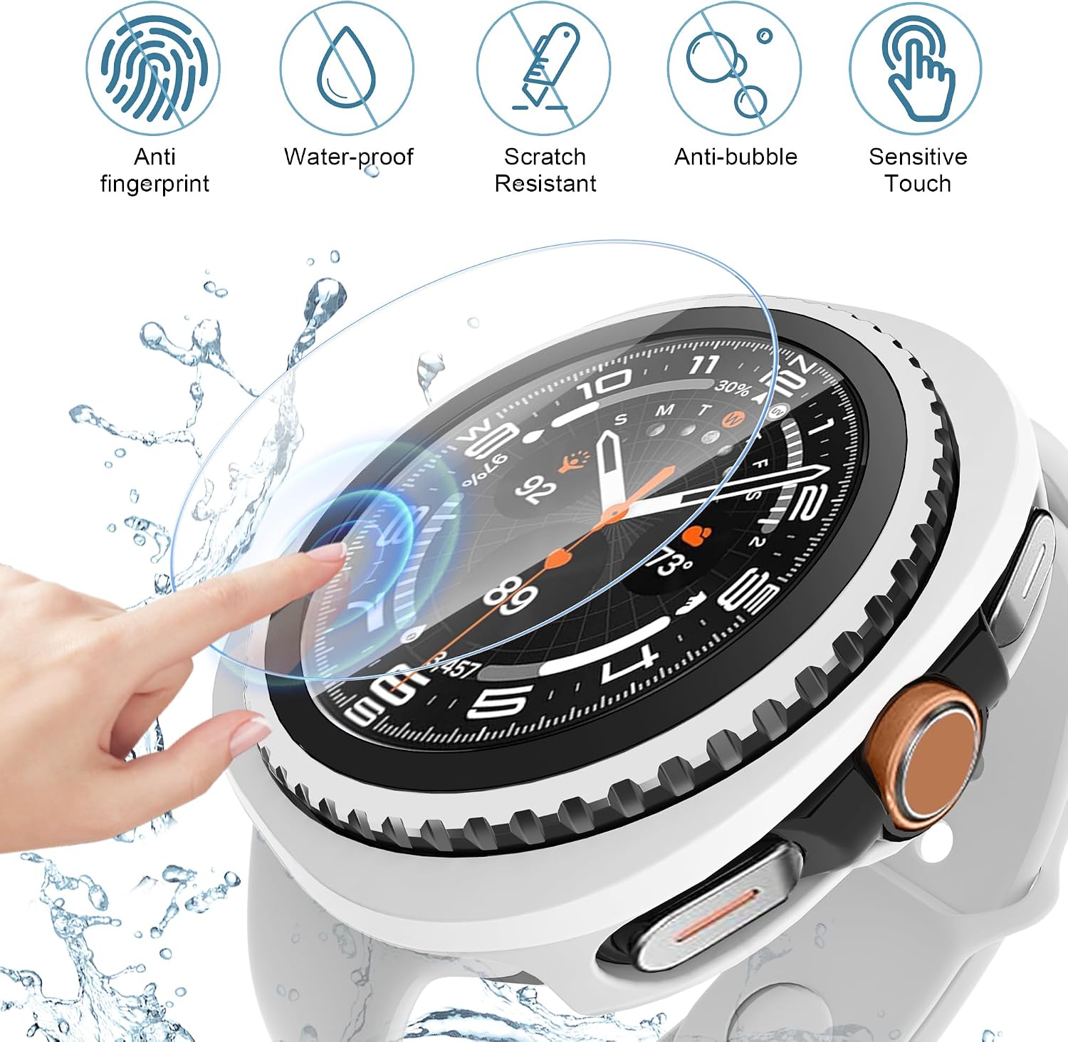 Detalle de LINTEKER 2 Pack Case with Screen Protector for Samsung Galaxy Watch 8 Classic 46mm
