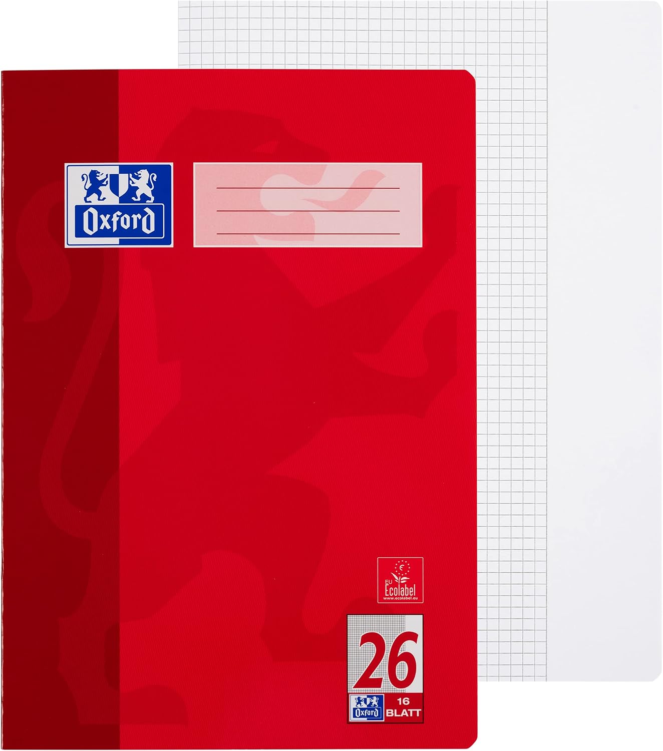 Detalle de Oxford Schulheft A4, 16 Blatt, Lineatur 26, kariert – 10er Pack