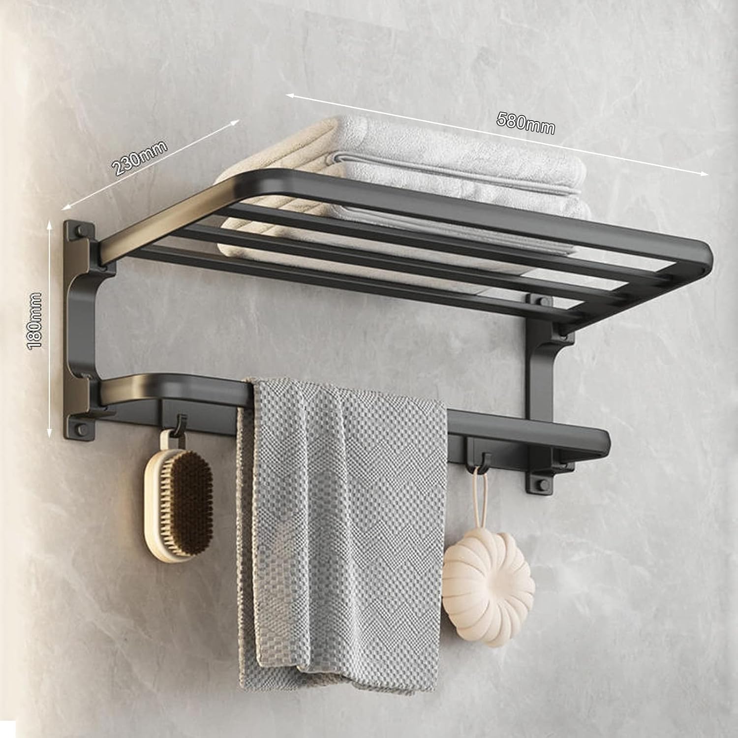 Detalle de Toallero adhesivo de pared 58 cm negro