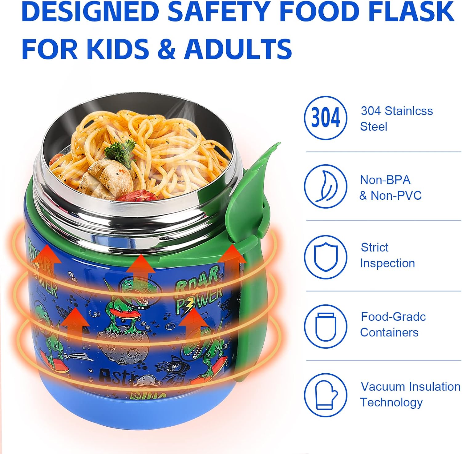 Detalle 1 de Blue-dinosaur 10oz Insulated Food Jar for Kids ๐ฑ