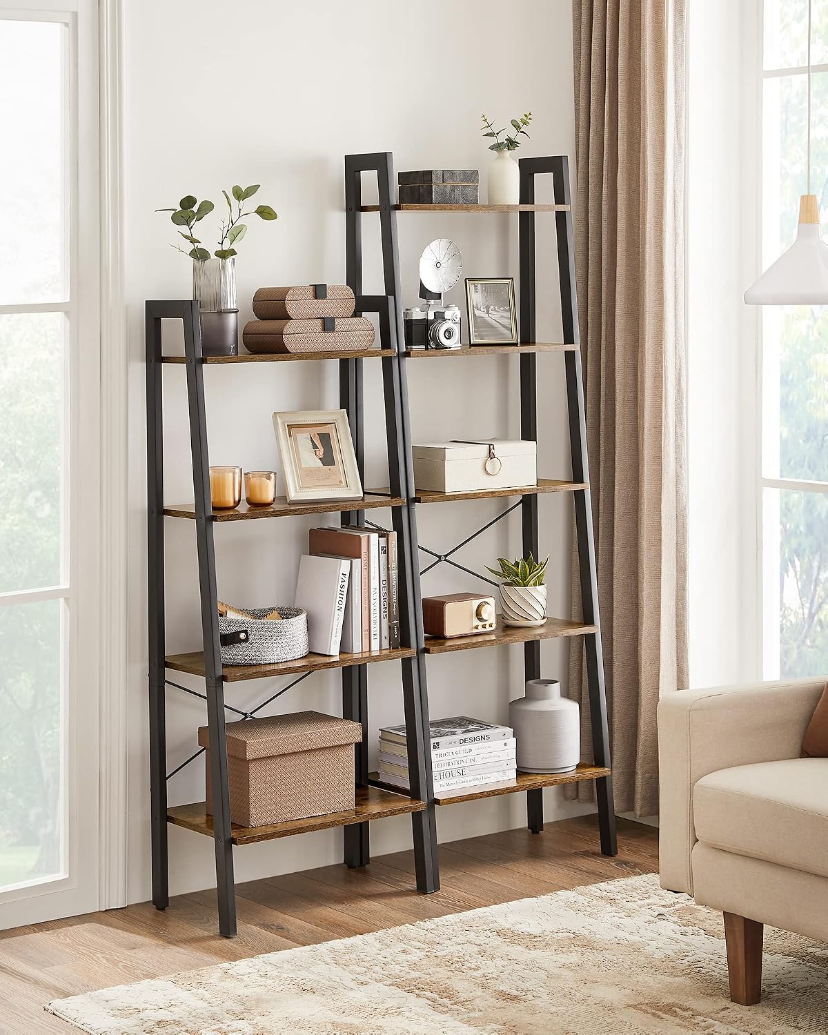 Detalle 2 de VASAGLE Ladder Bookshelf, 5-Tier