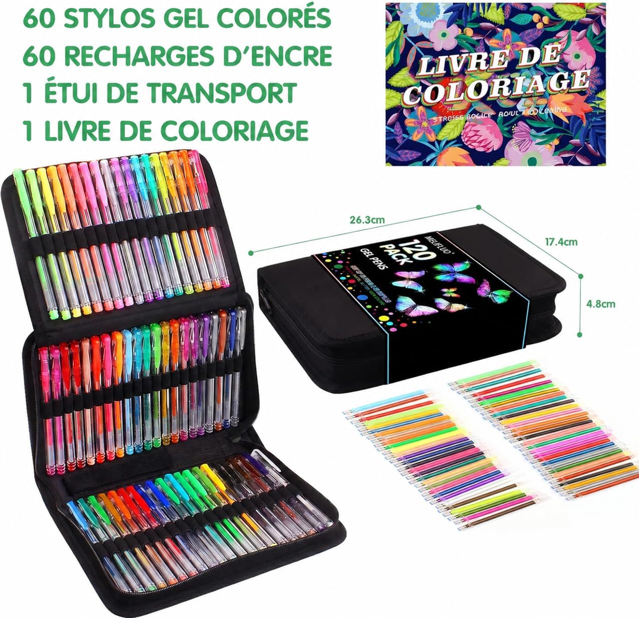 Thumbnail 5 de Melifluo 120 Pack Glitter Gel Pens 120pcs