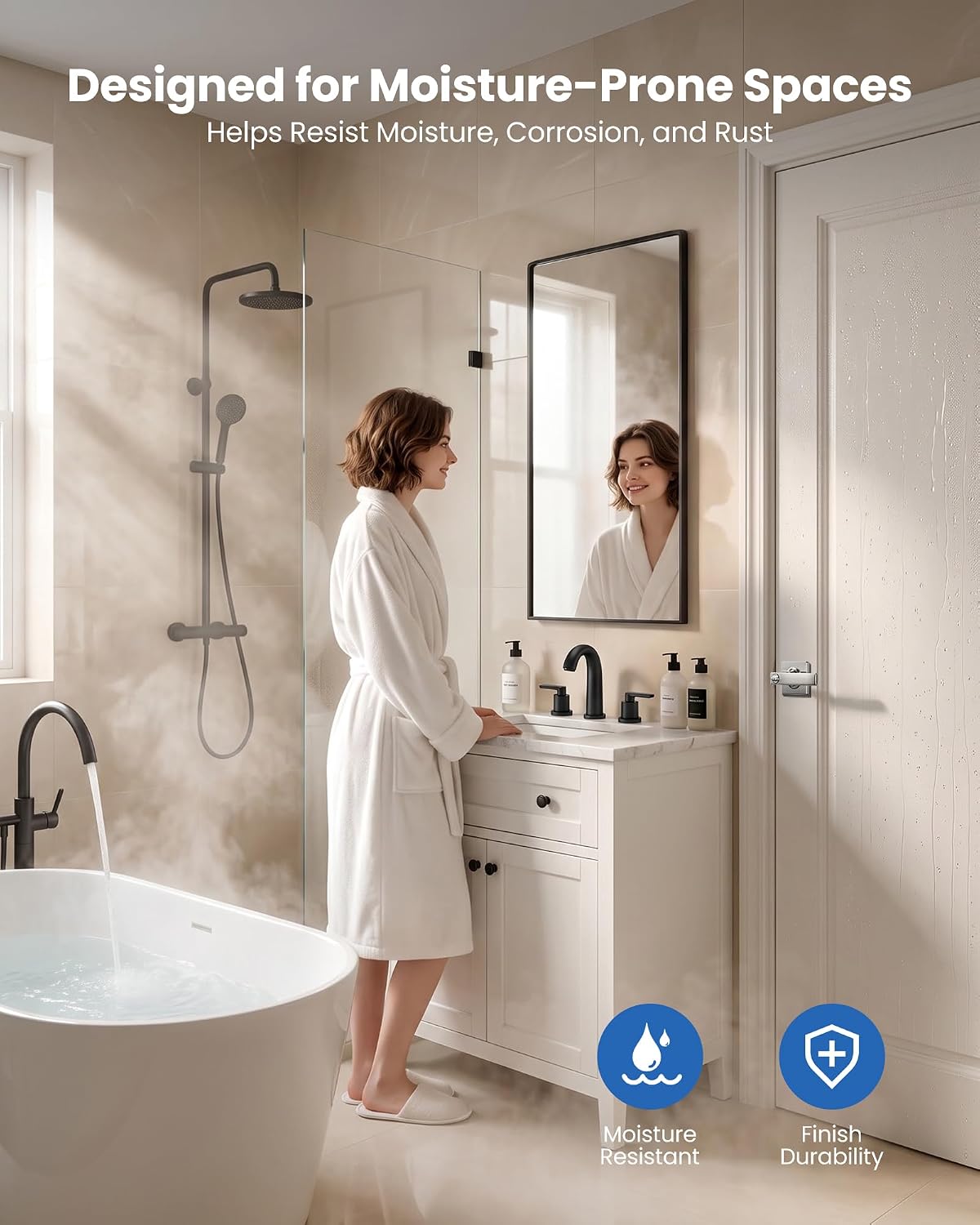 Detalle 2 de Veise Privacy Door Levers, Satin Nickel