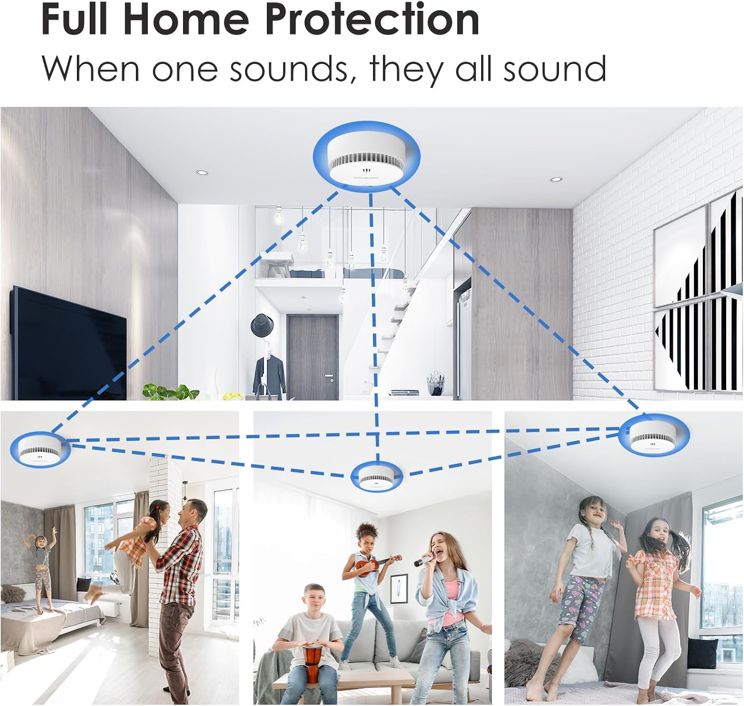 Detalle de Smoke Alarm with 10-Year Battery Life and Interlinked Fire Safety Network