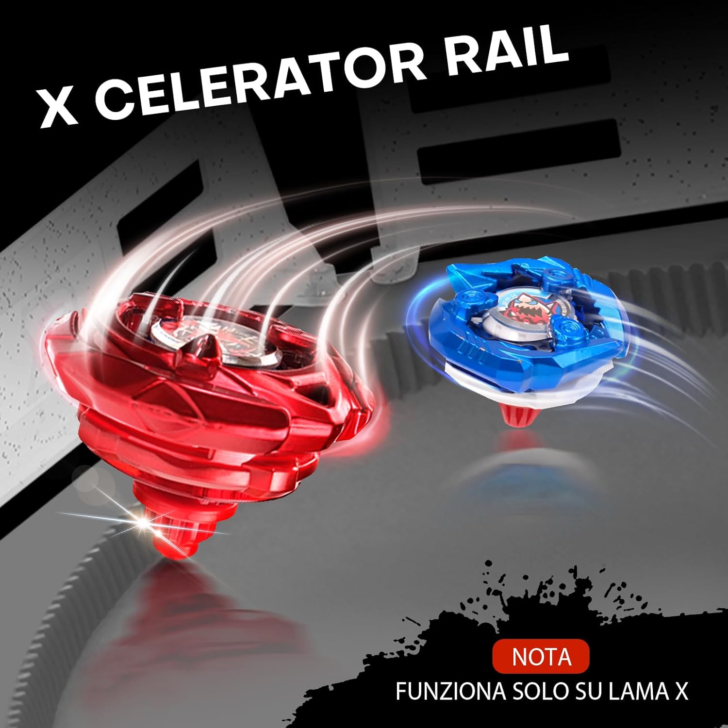 Thumbnail 1 de Gyro X Stadium Arena Set con binario di accelerazione X (4 trottole, 2 lanciatori e arena) per bambini dai 6 anni, grigio