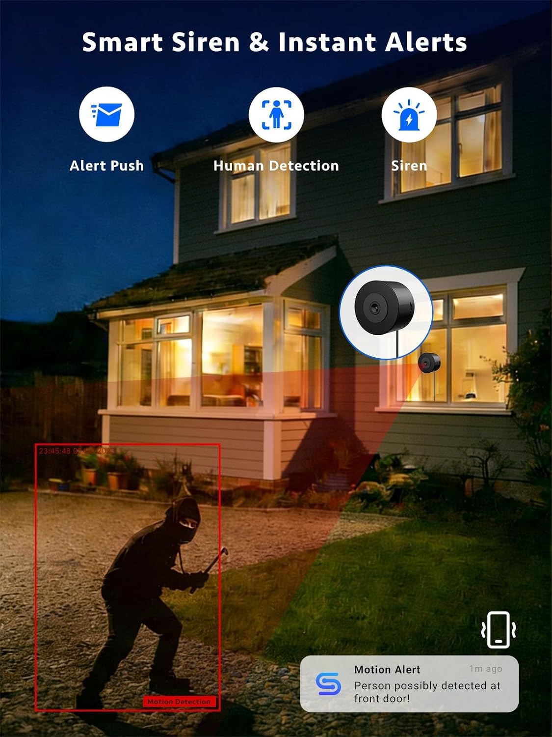 Thumbnail 3 de Septekon 2K Window Security Camera with No-Drill Mount — 18° Tilt, 5G & 2.4G WiFi, Full Colour Night Vision