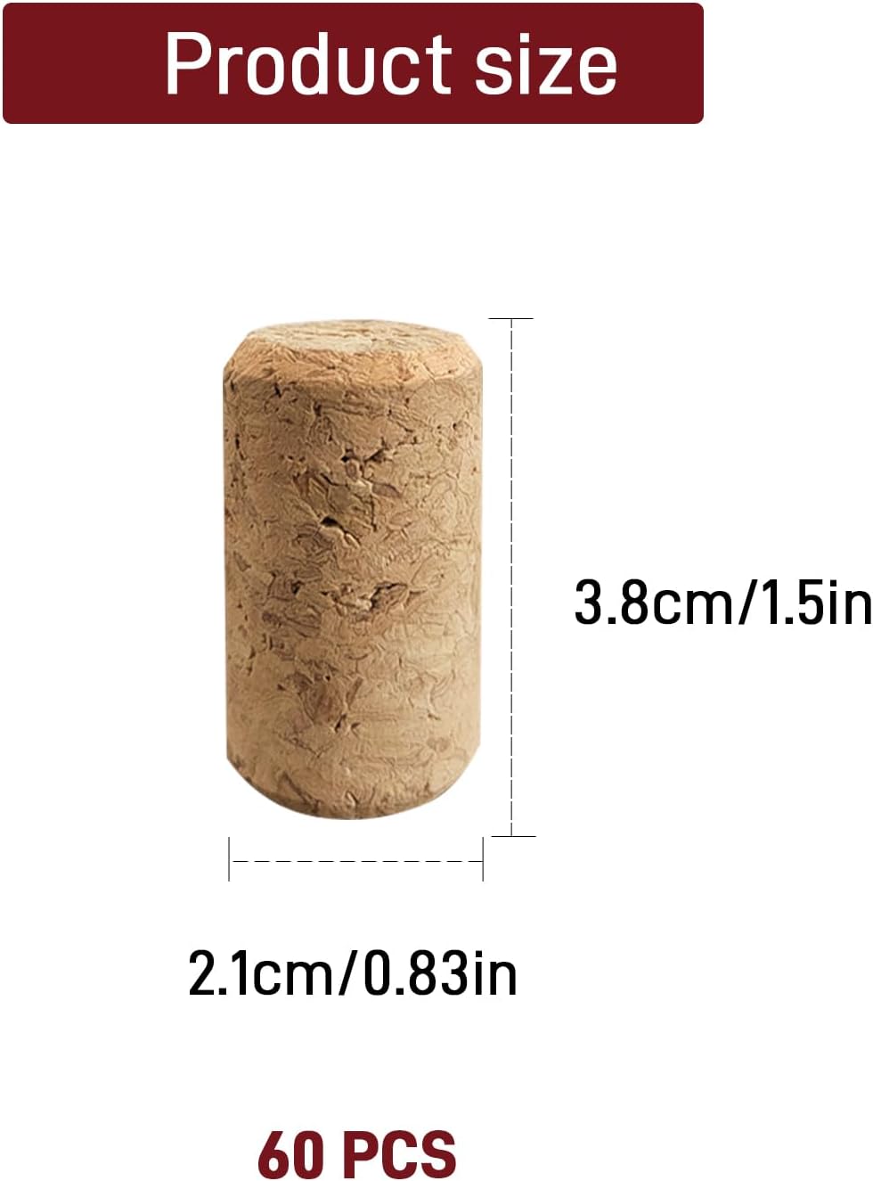 Detalle 2 de 60 Stück Gerade Korken zum Basteln – 21 x 38 mm Naturkorken für DIY-Dekorationen und Flaschenverschluss