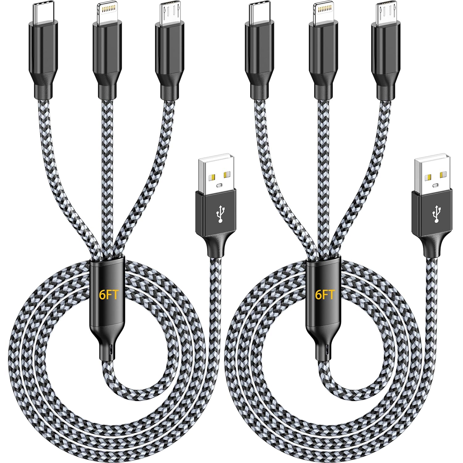Thumbnail 6 de IDISON 3-in-1 Multi Charging Cable (4ft, 2-Pack) – Nylon Braided, MFi-Certified USB-C/Lightning/USB