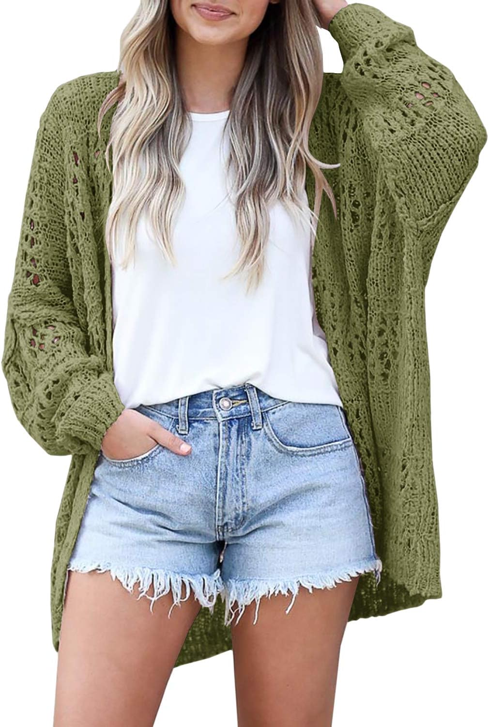 Thumbnail 6 de Ermonn Womens Crochet Cardigan Sweater Kimono: Lightweight, Oversized Boho Outwear