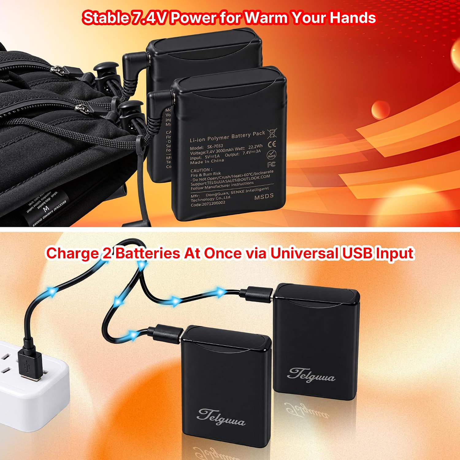 Thumbnail 6 de Telguua Heated Gloves with 3 Heat Settings, 3M Thinsulate and USB-C