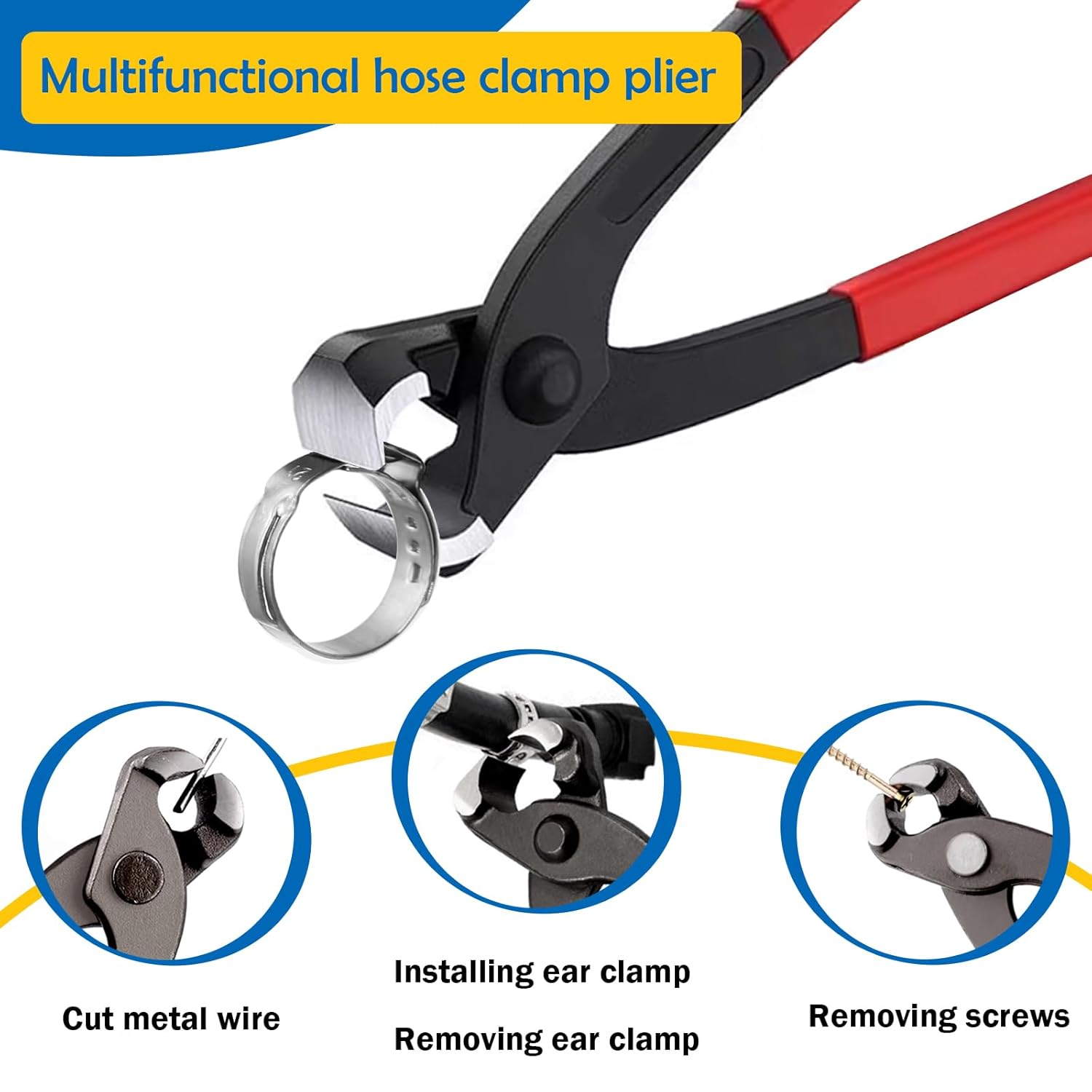 Thumbnail 3 de Seept 115Pcs 10-Sizes 304 Stainless Steel Single Ear Hose Clamps with Ear Clamp Pliers (6-28.6mm) - Crimp Hose Clamp Kit