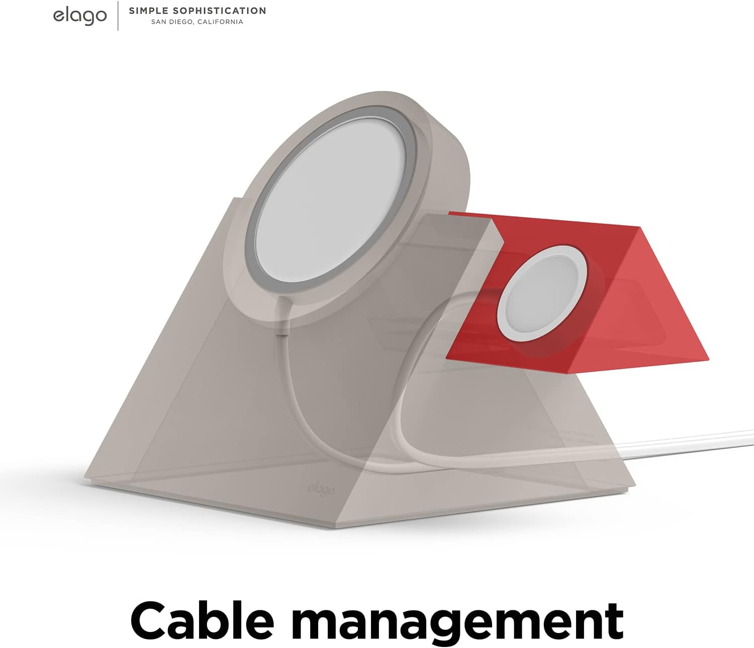 Thumbnail 3 de elago MS5 Duo Support de charge MagSafe + Apple Watch (Stone + Rouge) — charge téléphone et montre sur votre bureau