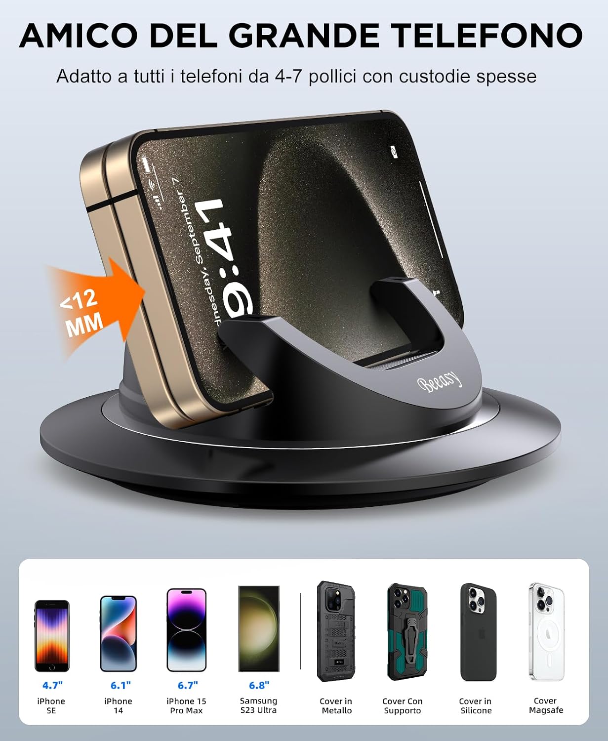 Thumbnail 5 de Beeasy Porta Cellulare Auto [Silicone Antiscivolo] 360° - Supporto Cruscotto Universale per Smartphone