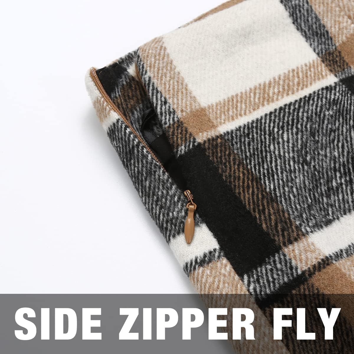 Detalle 2 de IDEALSANXUN Plaid Mini Skirt in Woolen Fabric