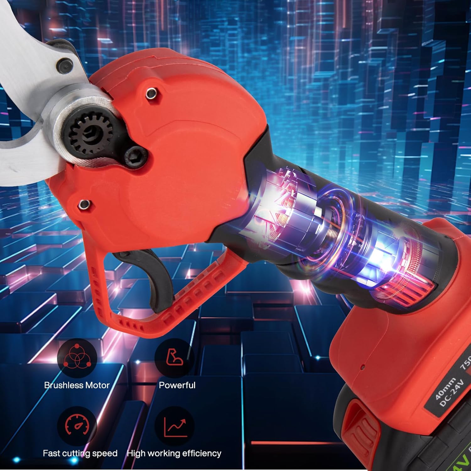 Thumbnail 2 de Cesoie da Potatura a Batteria 40 mm con 2 Batterie 3000 mAh – Forbici Elettriche Senza Fili