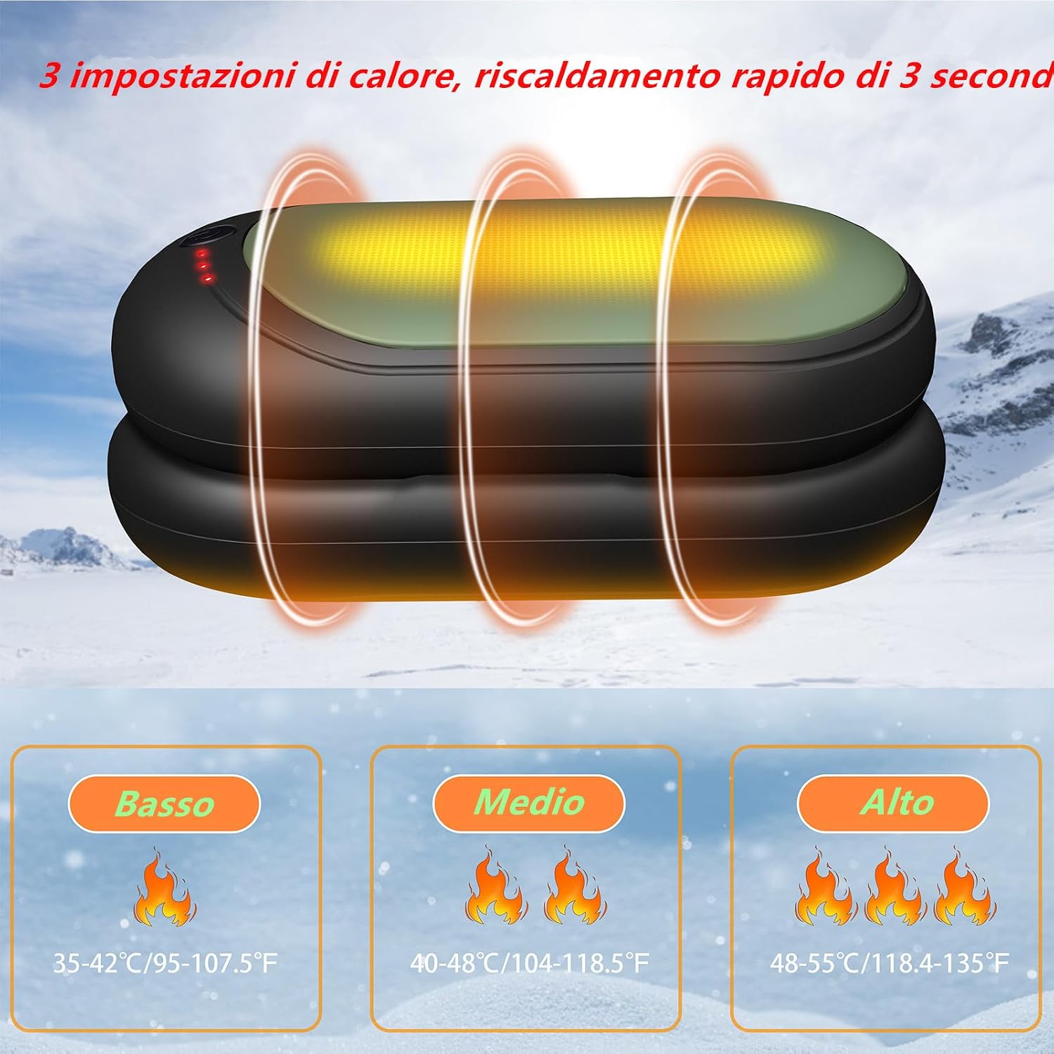 Detalle de Scaldamani Ricaricabile 6000 mAh 2 in 1