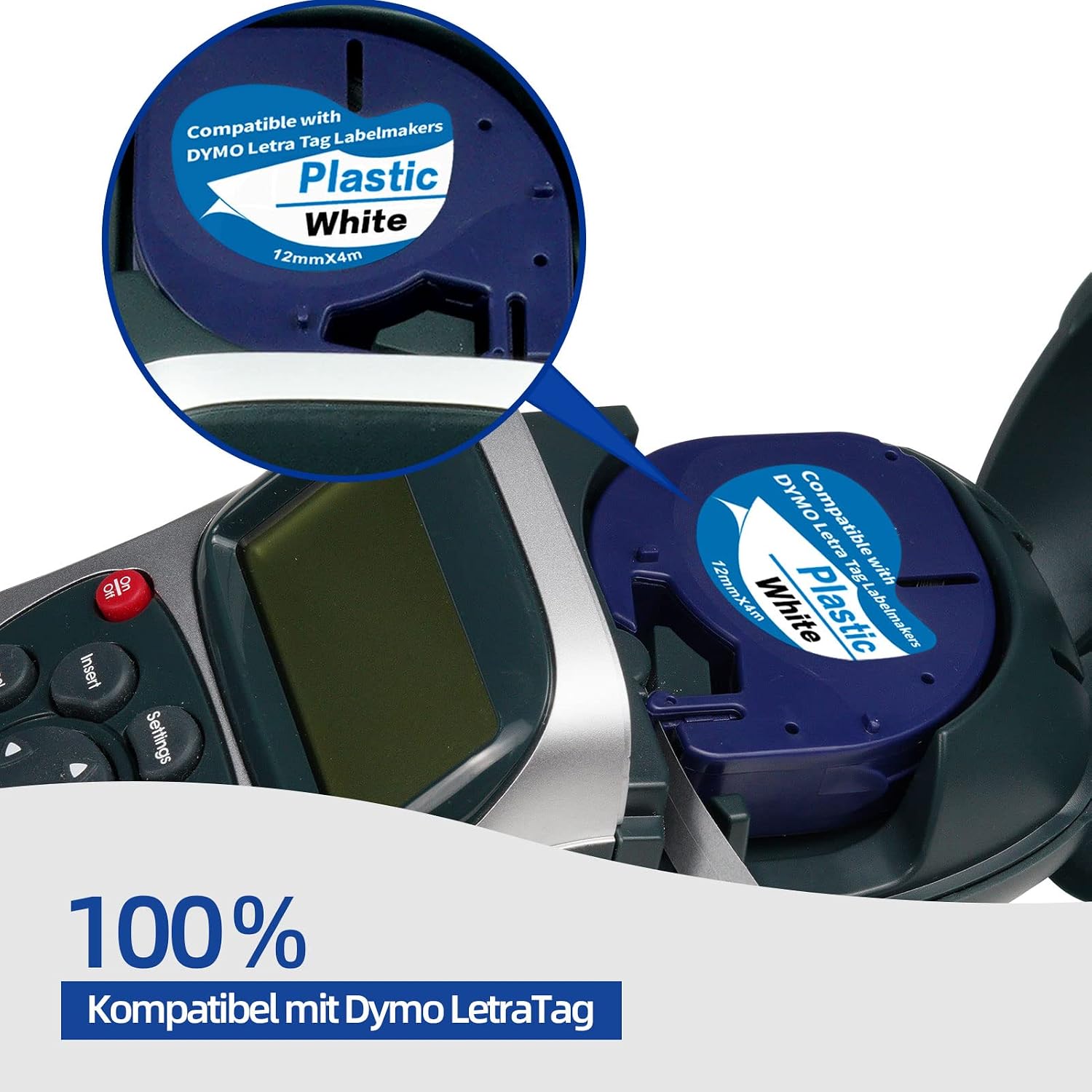 Detalle 2 de 3 x Etikettenband 12 mm x 4 m kompatibel mit Dymo