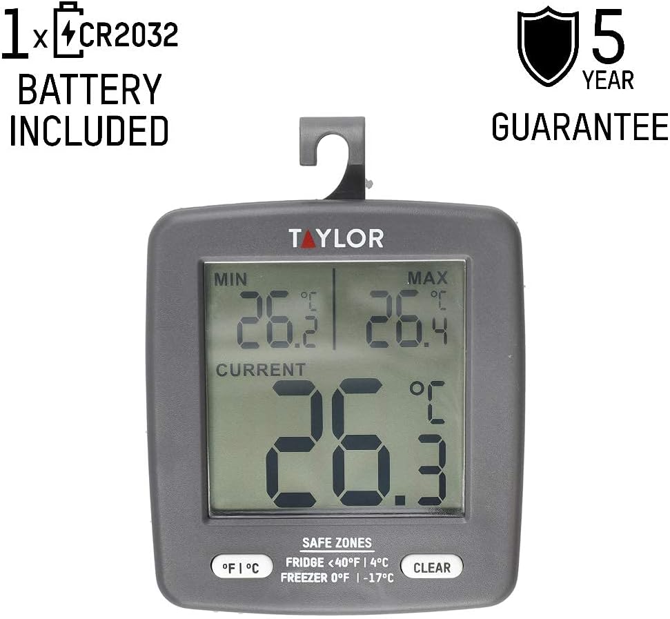 Detalle 2 de Taylor Pro Thermomètre Numérique pour Réfrigérateur et Congélateur – affichage Min/Max, 7,5 x 8 cm, plastique