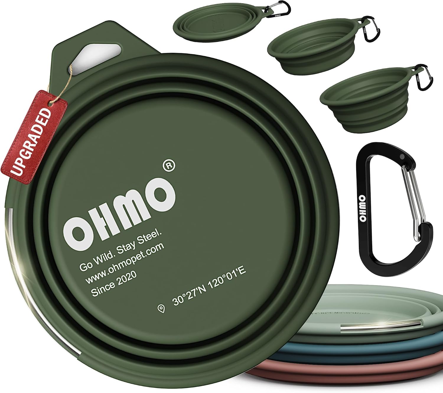 Detalle de OHMO Hundenapf faltbar mit Edelstahlring 800 ml