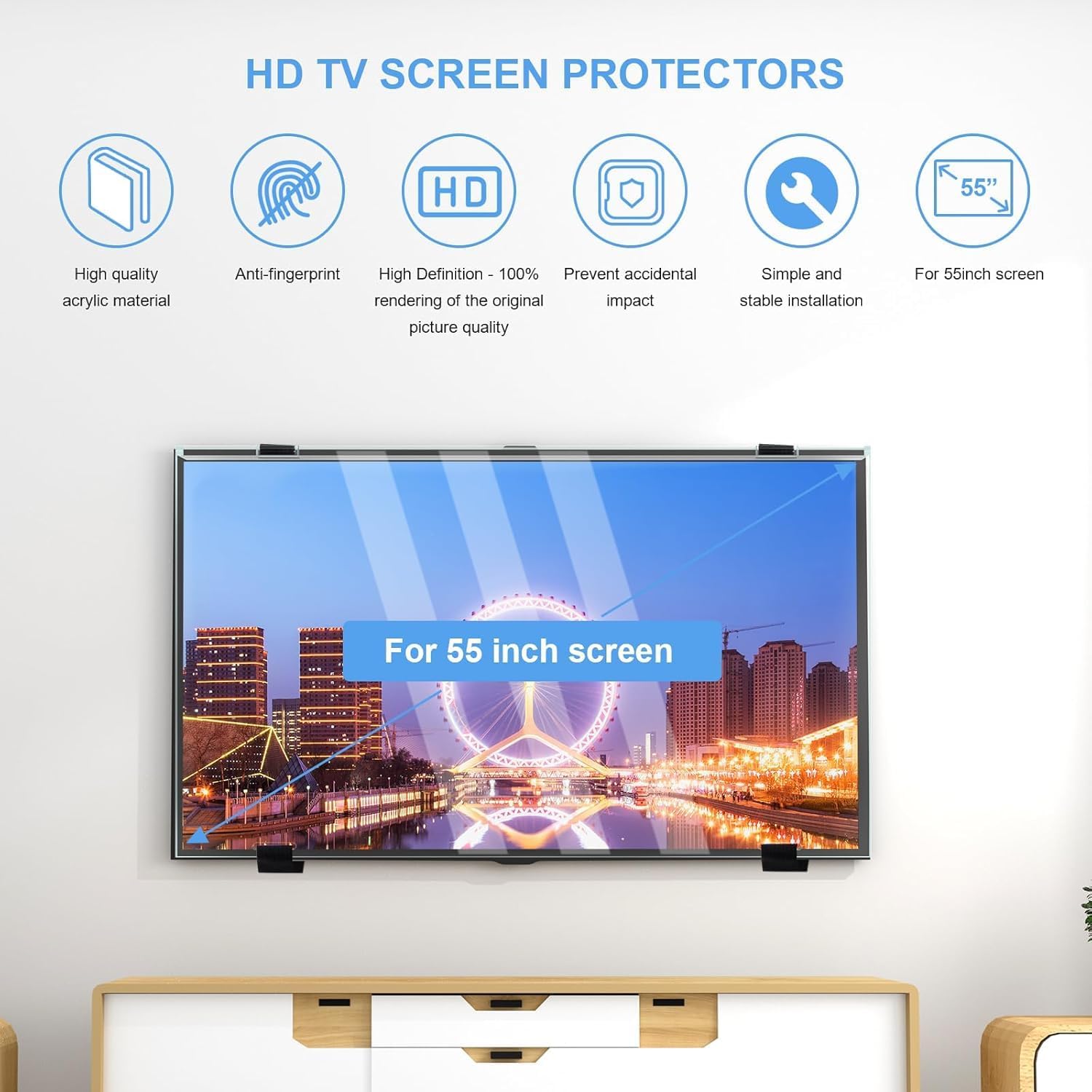 Thumbnail 3 de Fohil 55 Inch TV Screen Protector — HD Clear Acrylic Shield