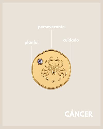 Detalle 2 de GD GOOD.designs cadena de oro del zodiaco con piedra de nacimiento (chapado en oro de 18K, collar ajustable)