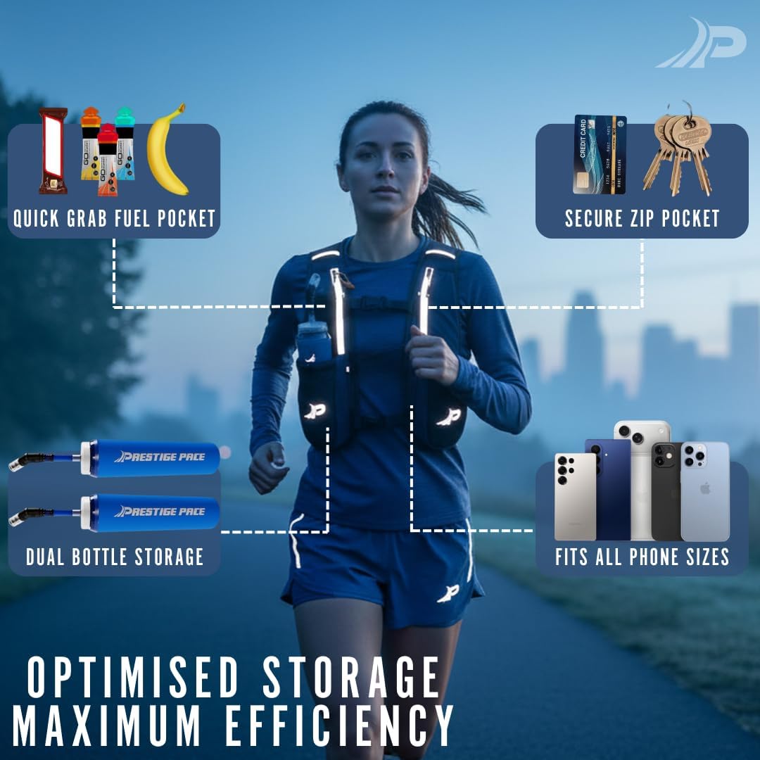 Thumbnail 5 de Running Vest Mens & Womens with 500ml Soft Flask and Adjustable Straw – Water-Resistant, Reflective Hydration Vest