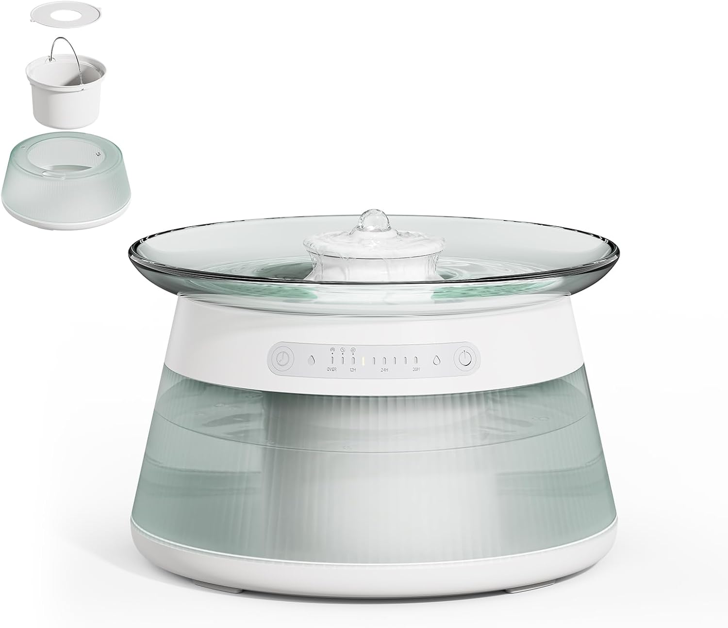 Detalle de GOYJOY Glass Smart Cat Water Fountain: Self-Refill, No Filter, Ultra Silent with 2.5L Tank