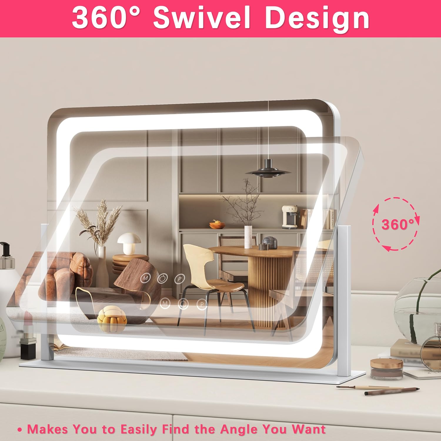 Thumbnail 4 de ROLOVE 22x17 Inch Lighted Vanity Mirror with LED lights 🪞