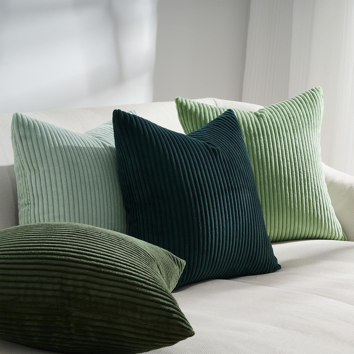 Detalle de Topfinel 60x60 Kissenbezug Hellgrün 4er Set 🛋