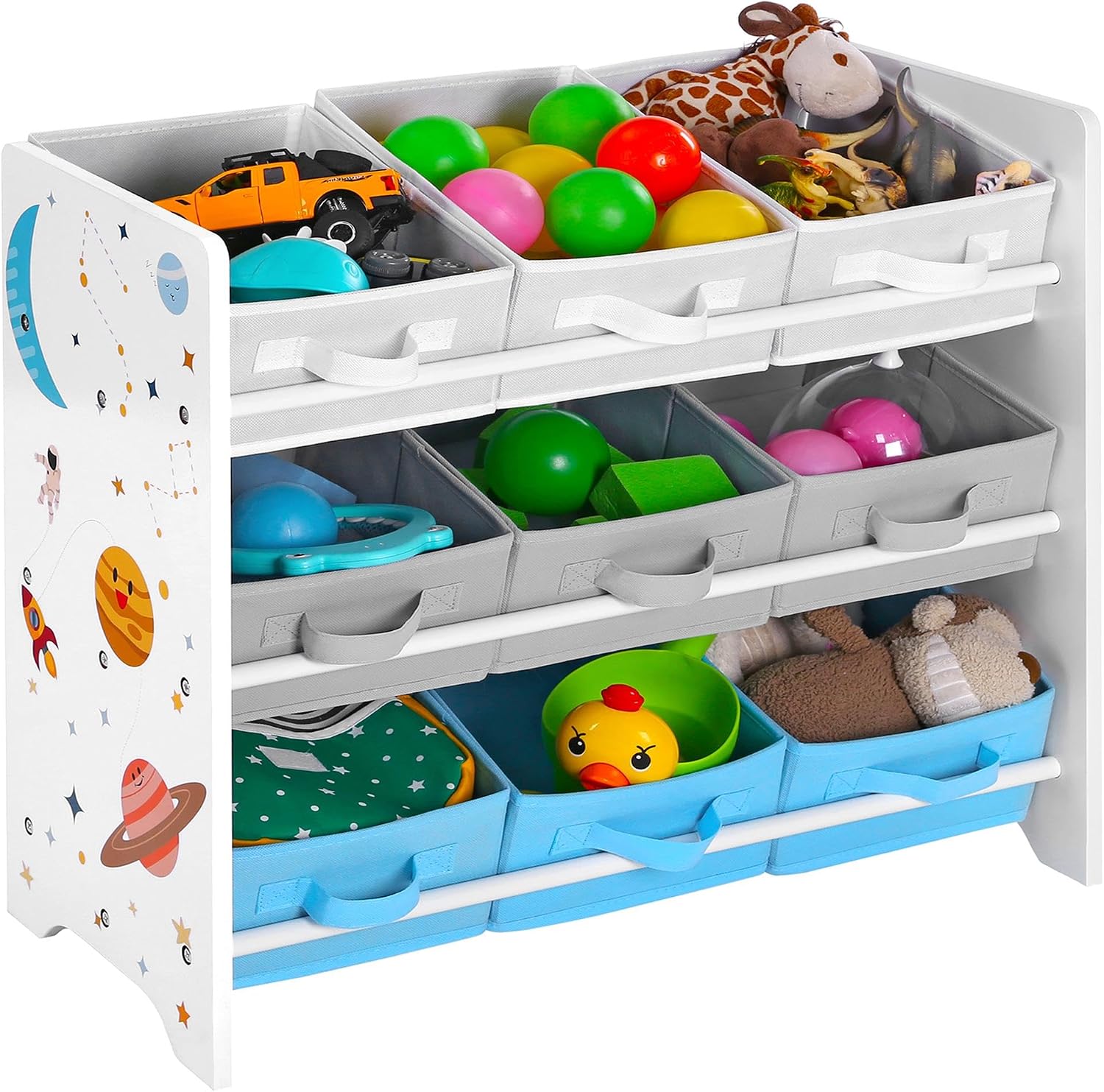 Thumbnail 6 de SONGMICS GKR033G10 Toy Organiser, 9 Fabric Boxes, 3-Tier, Dove Grey