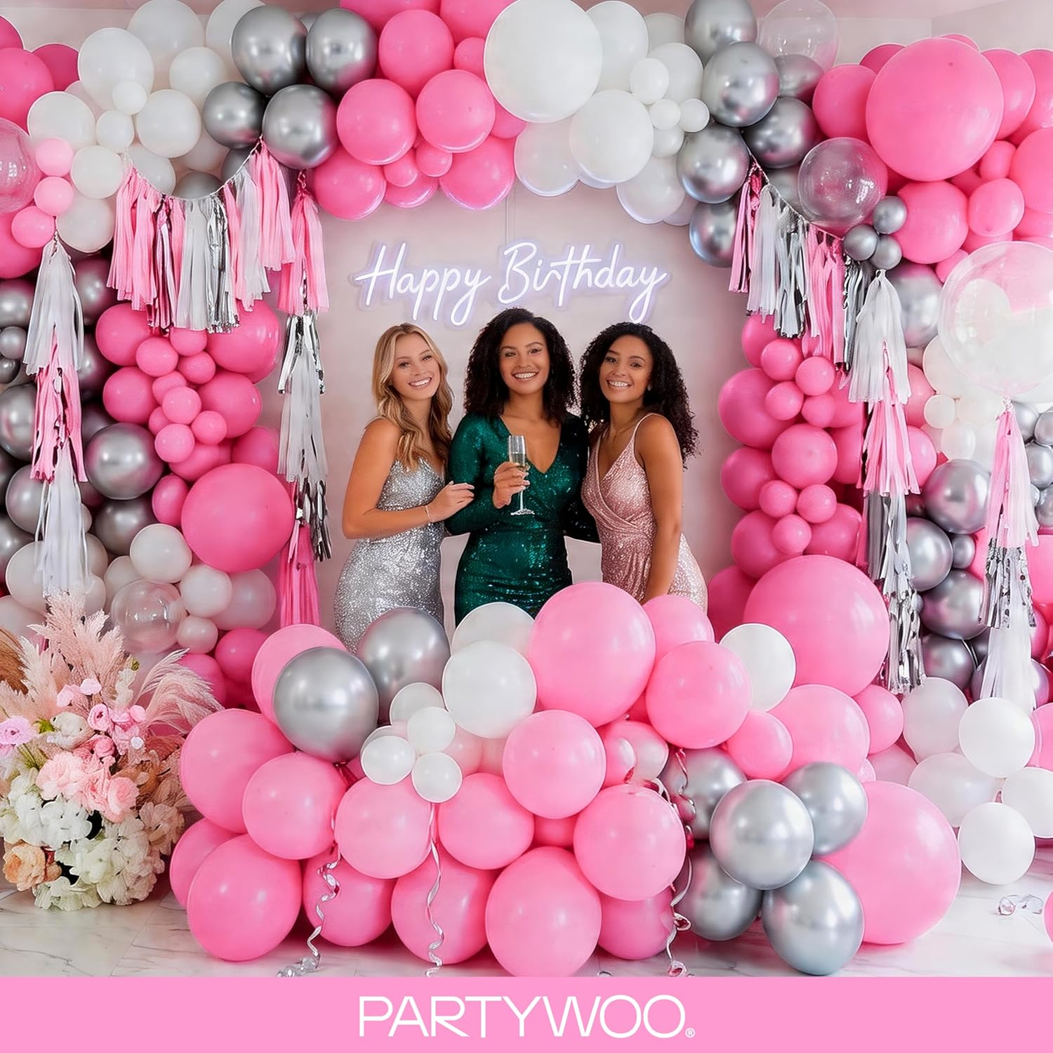 Thumbnail 4 de PartyWoo Pink Balloon Arch Kit (127 pcs) Matte Pink Balloons in Multiple Sizes for Baby Shower, Valentine’s & More