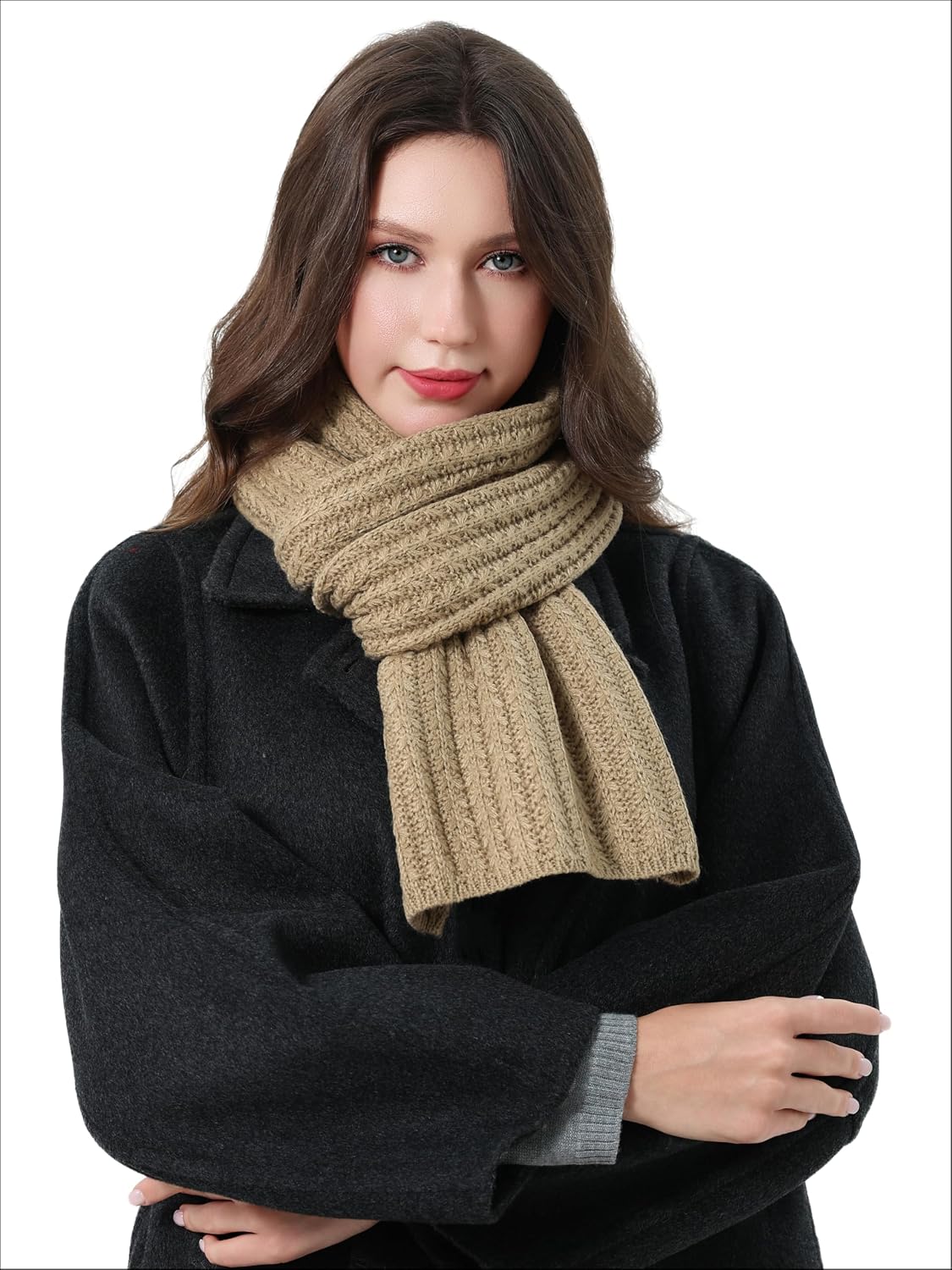 Detalle 2 de DonDon écharpe femme hiver – foulard en laine, chic et chaud pour l’hiver